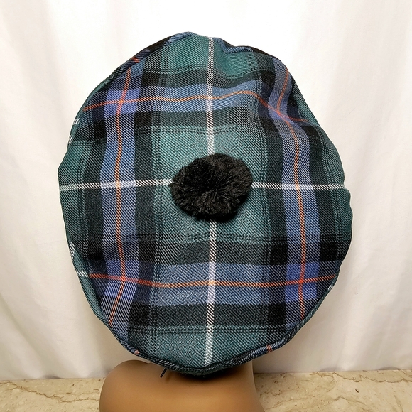 Lochcarron 100% New Wool Green & Blue Plaid Tam O'Shanter Scotland Hat - Picture 2 of 9